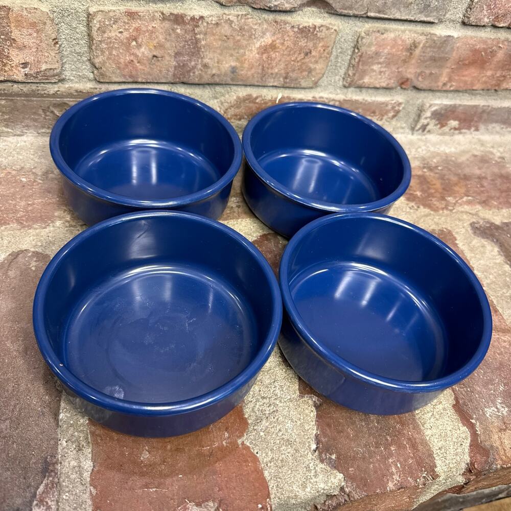 Lot of 4 Vintage 1980s Melamine SRO Soup Cereal Bowls Navy Blue USA A T8 5.25"